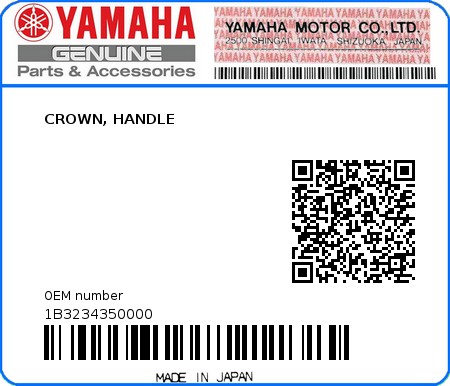 Product image: Yamaha - 1B3234350000 - CROWN, HANDLE  0