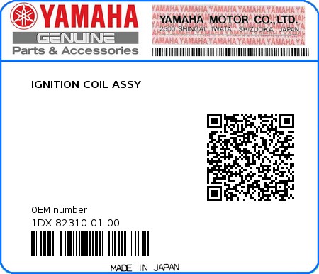 Product image: Yamaha - 1DX-82310-01-00 - IGNITION COIL ASSY  0