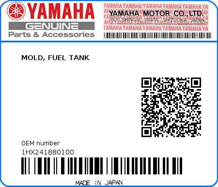 Product image: Yamaha - 1HX241880100 - MOLD, FUEL TANK  0