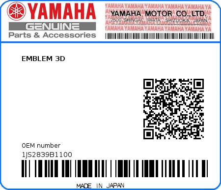 Product image: Yamaha - 1JS2839B1100 - EMBLEM 3D  0