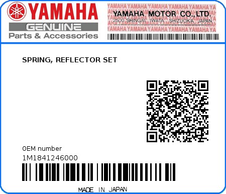 Product image: Yamaha - 1M1841246000 - SPRING, REFLECTOR SET  0