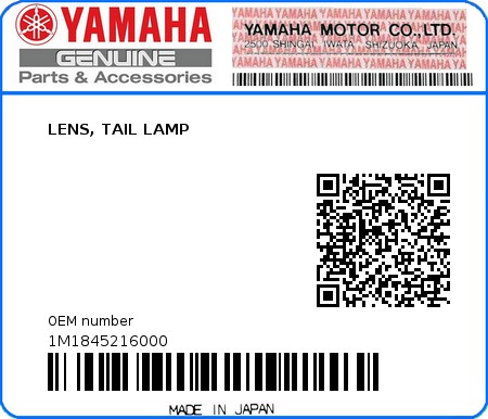 Product image: Yamaha - 1M1845216000 - LENS, TAIL LAMP  0