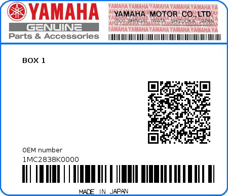 Product image: Yamaha - 1MC2838K0000 - BOX 1  0