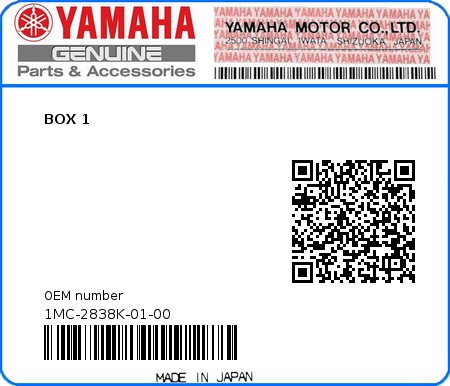 Product image: Yamaha - 1MC-2838K-01-00 - BOX 1  0