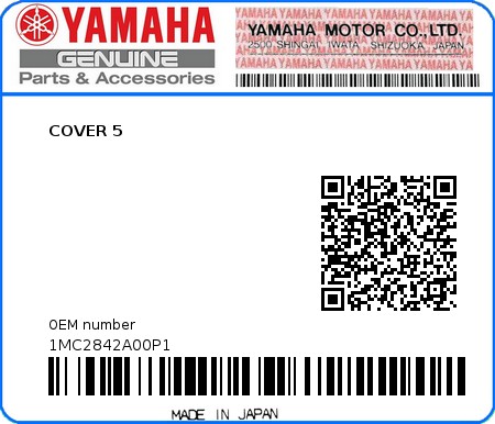 Product image: Yamaha - 1MC2842A00P1 - COVER 5  0