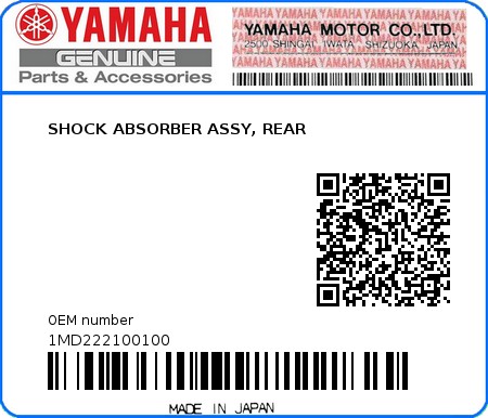 Product image: Yamaha - 1MD222100100 - SHOCK ABSORBER ASSY, REAR  0