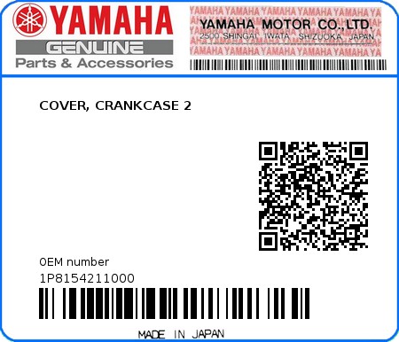 Product image: Yamaha - 1P8154211000 - COVER, CRANKCASE 2  0