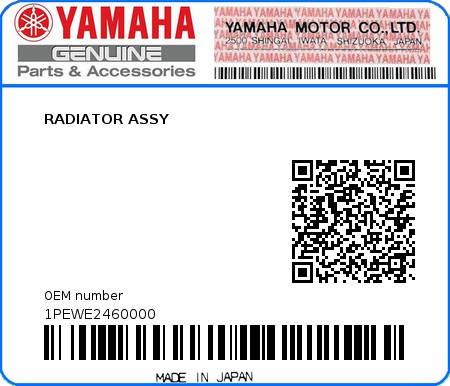 Product image: Yamaha - 1PEWE2460000 - RADIATOR ASSY  0