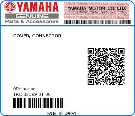 Product image: Yamaha - 1RC-82599-01-00 - COVER, CONNECTOR  0