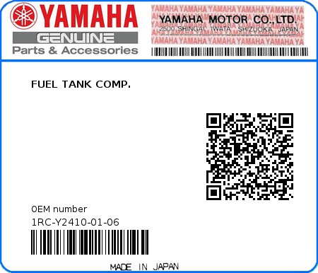 Product image: Yamaha - 1RC-Y2410-01-06 - FUEL TANK COMP.  0