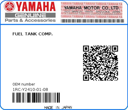 Product image: Yamaha - 1RC-Y2410-01-08 - FUEL TANK COMP.  0