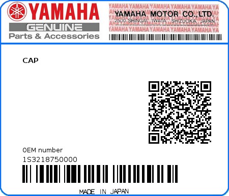 Product image: Yamaha - 1S3218750000 - CAP  0