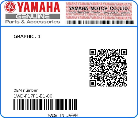 Product image: Yamaha - 1WD-F17F1-E1-00 - GRAPHIC, 1  0