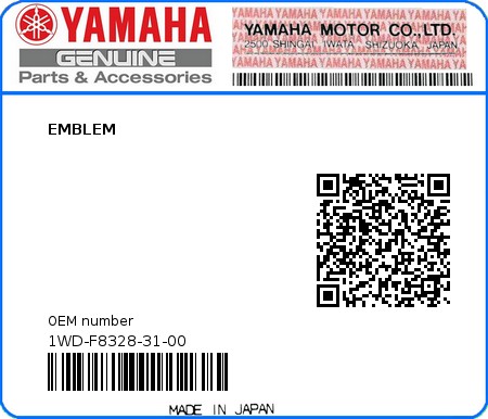 Product image: Yamaha - 1WD-F8328-31-00 - EMBLEM  0