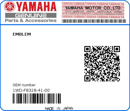 Product image: Yamaha - 1WD-F8328-41-00 - EMBLEM  0