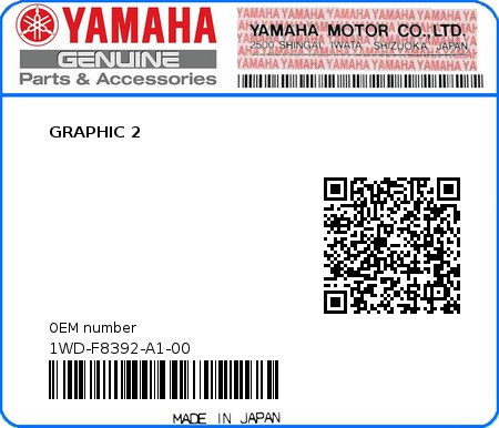 Product image: Yamaha - 1WD-F8392-A1-00 - GRAPHIC 2  0