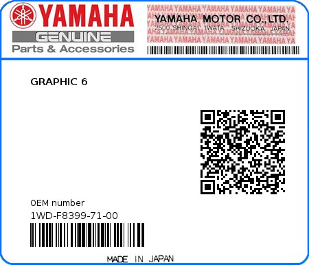 Product image: Yamaha - 1WD-F8399-71-00 - GRAPHIC 6  0
