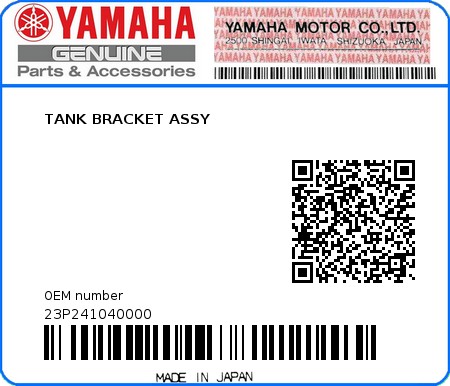 Product image: Yamaha - 23P241040000 - TANK BRACKET ASSY  0