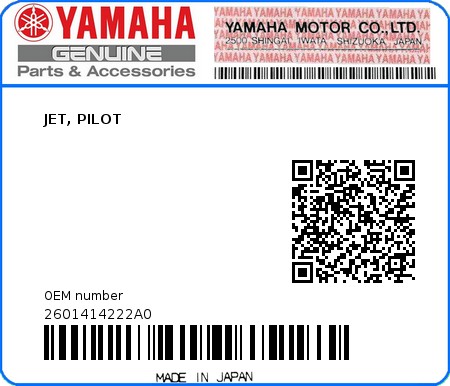 Product image: Yamaha - 2601414222A0 - JET, PILOT  0