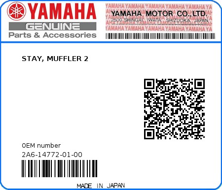 Product image: Yamaha - 2A6-14772-01-00 - STAY, MUFFLER 2  0