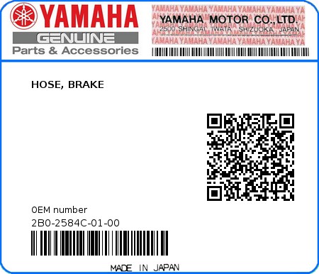 Product image: Yamaha - 2B0-2584C-01-00 - HOSE, BRAKE  0