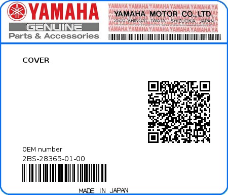 Product image: Yamaha - 2BS-28365-01-00 - COVER  0