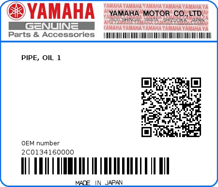 Product image: Yamaha - 2C0134160000 - PIPE, OIL 1  0