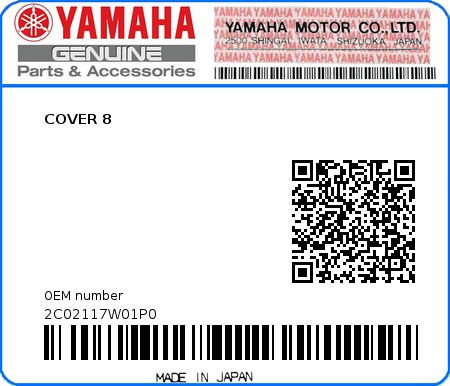 Product image: Yamaha - 2C02117W01P0 - COVER 8  0