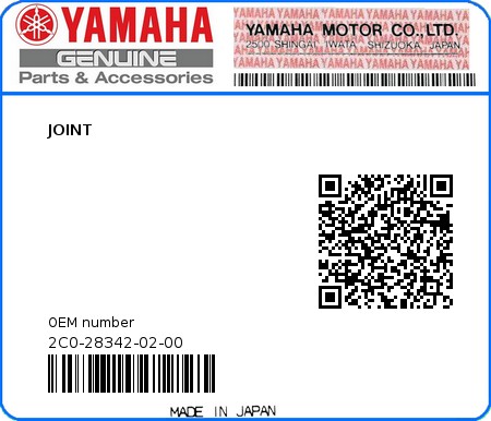 Product image: Yamaha - 2C0-28342-02-00 - JOINT  0