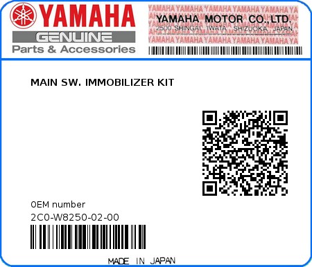 Product image: Yamaha - 2C0-W8250-02-00 - MAIN SW. IMMOBILIZER KIT  0