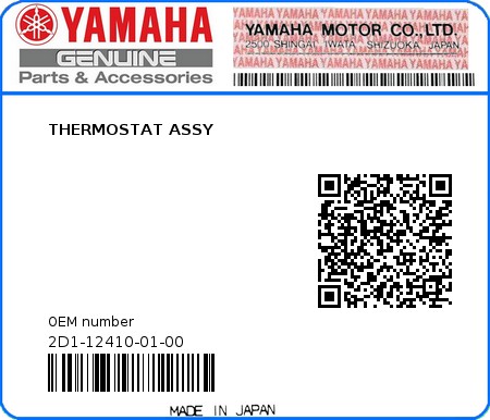 Product image: Yamaha - 2D1-12410-01-00 - THERMOSTAT ASSY  0