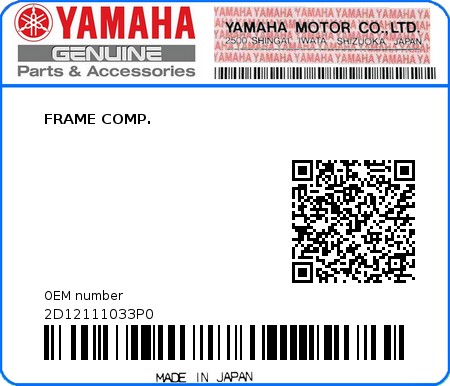 Product image: Yamaha - 2D12111033P0 - FRAME COMP.  0