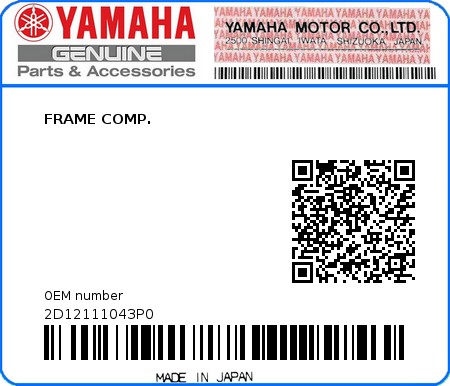 Product image: Yamaha - 2D12111043P0 - FRAME COMP.  0