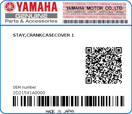 Product image: Yamaha - 2D21541A0000 - STAY,CRANKCASECOVER 1  0