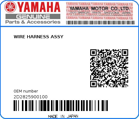 Product image: Yamaha - 2D2825900100 - WIRE HARNESS ASSY  0