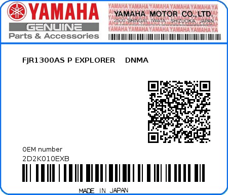 Product image: Yamaha - 2D2K010EXB - FJR1300AS P EXPLORER    DNMA  0