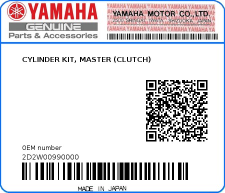 Product image: Yamaha - 2D2W00990000 - CYLINDER KIT, MASTER (CLUTCH)  0