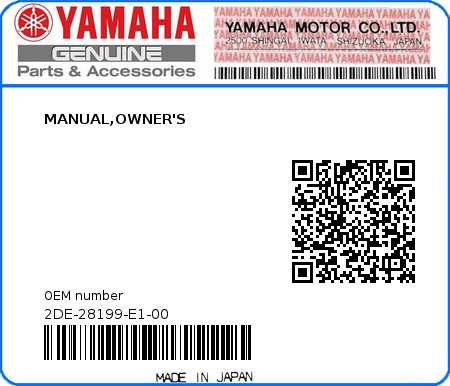 Product image: Yamaha - 2DE-28199-E1-00 - MANUAL,OWNER'S  0