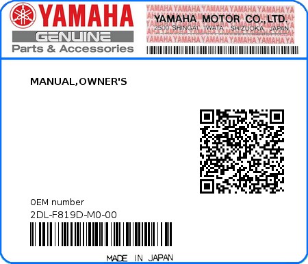 Product image: Yamaha - 2DL-F819D-M0-00 - MANUAL,OWNER'S  0