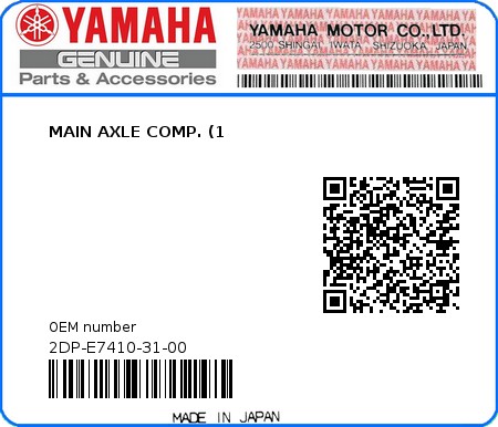 Product image: Yamaha - 2DP-E7410-31-00 - MAIN AXLE COMP. (1  0