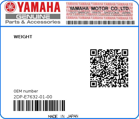 Product image: Yamaha - 2DP-E7632-01-00 - WEIGHT  0