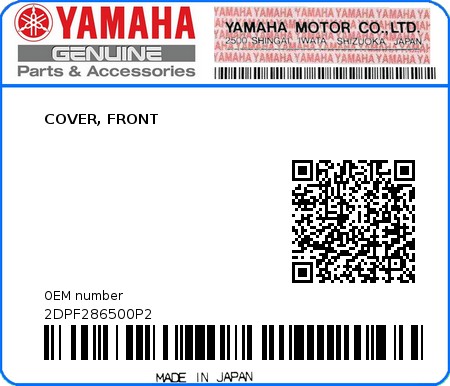 Product image: Yamaha - 2DPF286500P2 - COVER, FRONT  0