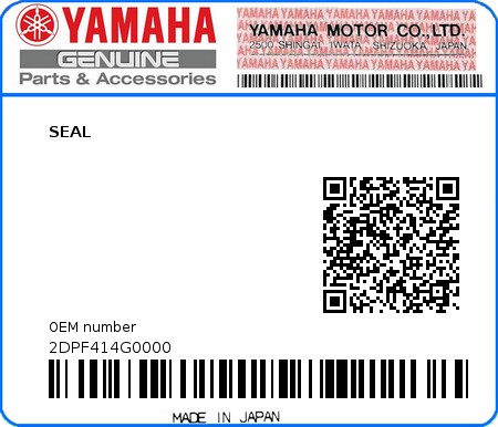 Product image: Yamaha - 2DPF414G0000 - SEAL  0