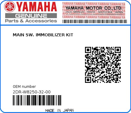 Product image: Yamaha - 2DR-W8250-32-00 - MAIN SW. IMMOBILIZER KIT  0