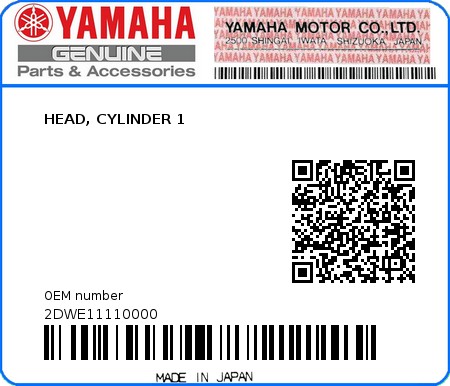 Product image: Yamaha - 2DWE11110000 - HEAD, CYLINDER 1  0