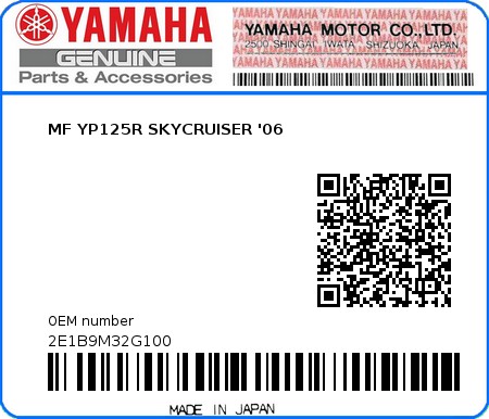 Product image: Yamaha - 2E1B9M32G100 - MF YP125R SKYCRUISER '06  0