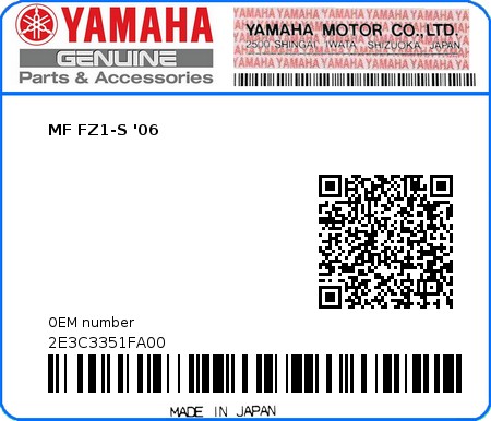 Product image: Yamaha - 2E3C3351FA00 - MF FZ1-S '06  0