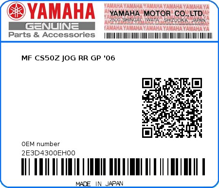 Product image: Yamaha - 2E3D4300EH00 - MF CS50Z JOG RR GP '06  0
