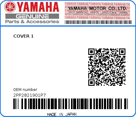 Product image: Yamaha - 2PP2821901P7 - COVER 1  0