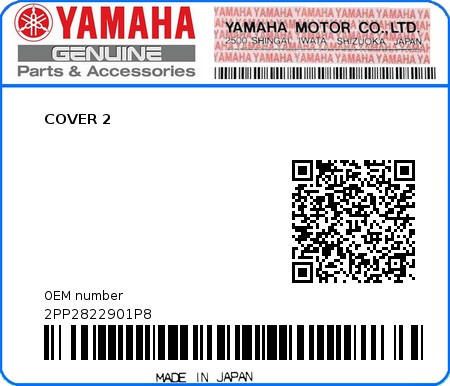 Product image: Yamaha - 2PP2822901P8 - COVER 2  0